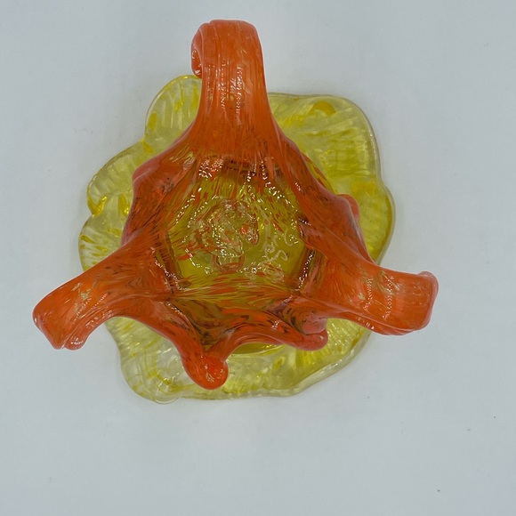Orange & Yellow Handblown Signed Art Glass Votive candle  holder? - Picture 7 of 11